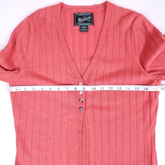Woolrich ribbed orange merino wool cardigan - Picture 3 of 10